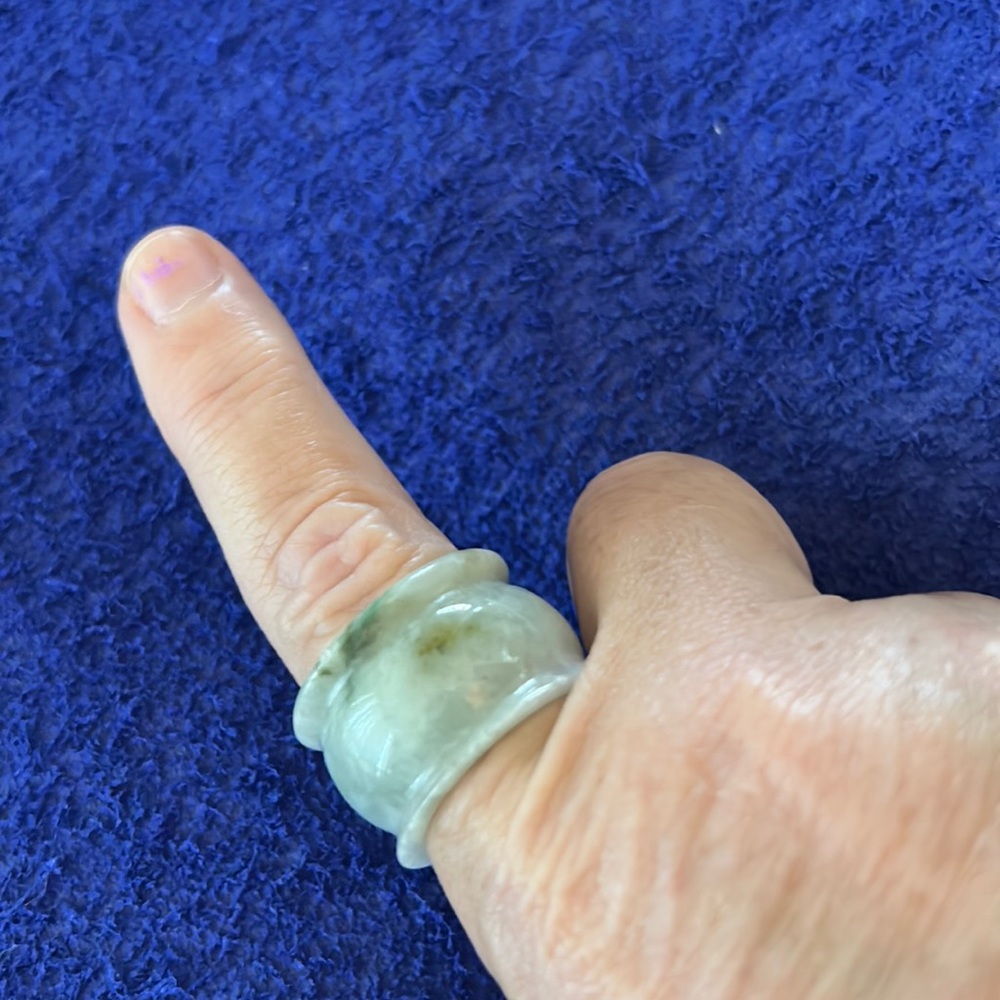 Green Jade Dome Statement Ring - Unbranded